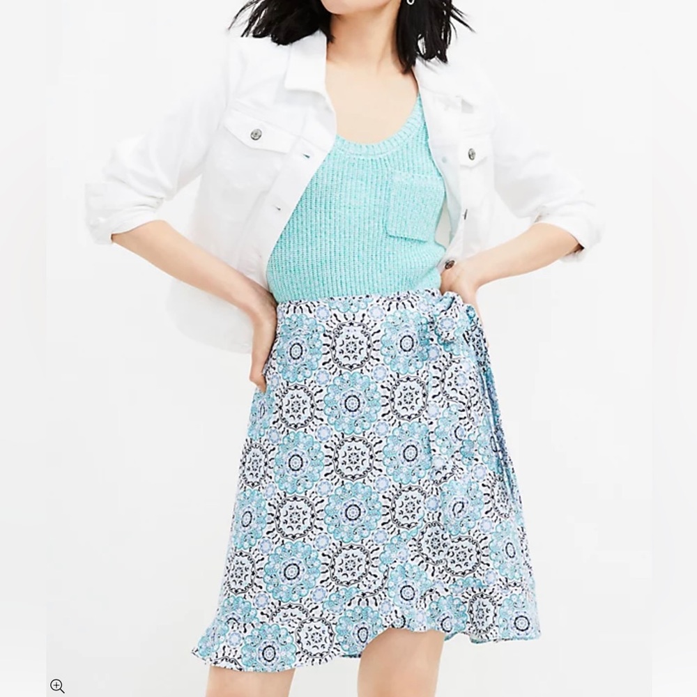 Loft Medallion Ruffle Wrap Skirt
